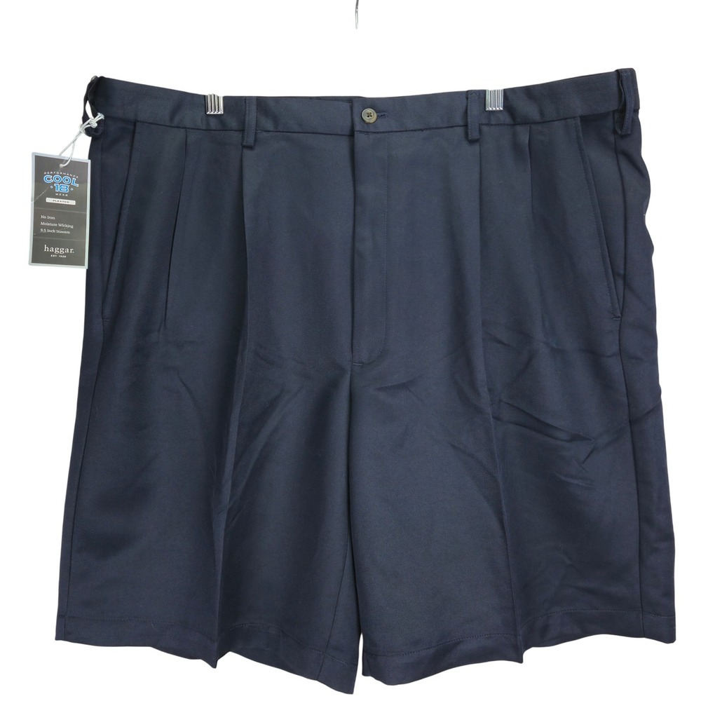 NWT Haggar Cool 18 Big &‎ Tall Expandable Waist Golf Shorts 42 Preppy Pleated